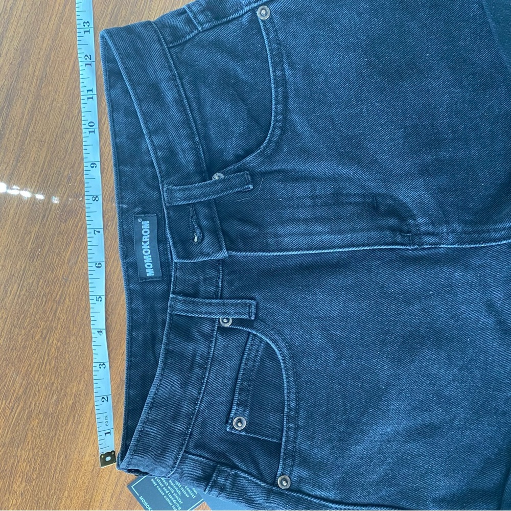 MOMOKROM Washed Black Roll Hem Mom Shorts - Picture 5 of 9